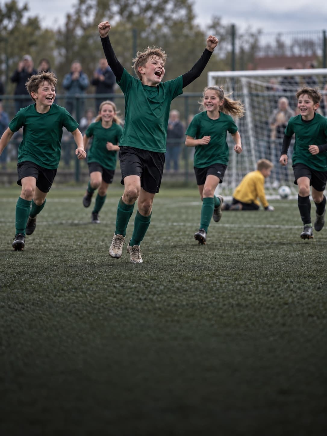 Boy celebrating a goal at a youth tournament